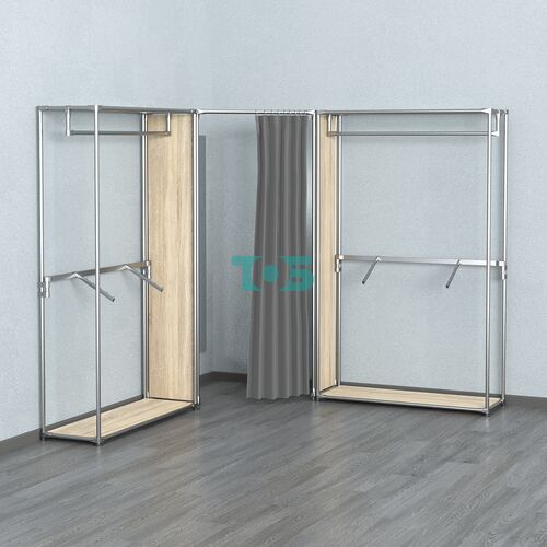 Примерочная с зеркалом из системы ХРОМ с поручнями №3-1