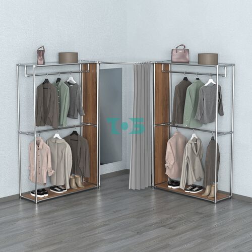 Примерочная (вход- дуга) с зеркалом из системы ХРОМ с поручнями №1-2