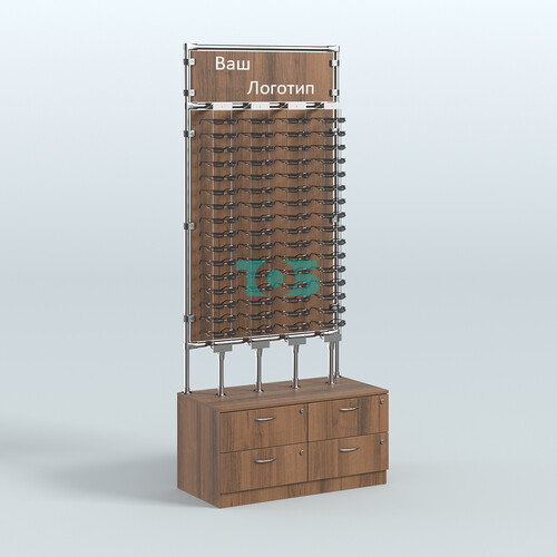 Торговая витрина для продажи очков №ВДПО-Т19-Д24, З/С - зеркало (открытый доступ)