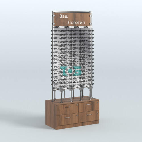 Островная двусторонняя витрина для продажи очков №ВДПО-ОД-Т19-Д24, З/С - зеркало (открытый доступ)