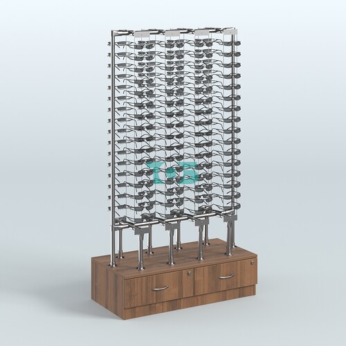 Стенд в центр зала для продажи очков без задней стенки №СДПО-ОД-Т28-Д24 (открытый доступ)