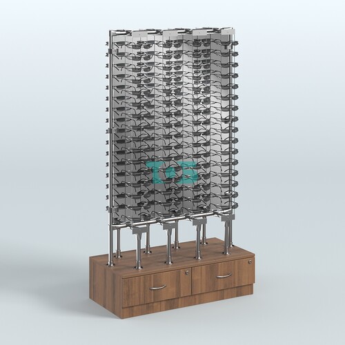 Стенд в центр зала для продажи очков З/C - зеркало №СДПО-ОД-Т28-Д24 (открытый доступ)