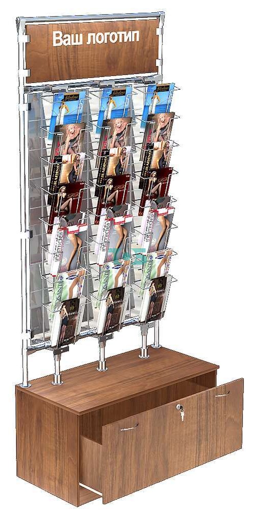 Односторонняя витрина с одним выдвижным ящиком для продажи колгот №ВДПК-Т16-Д04 З/С-Зеркало