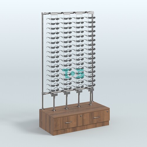 Пристенный стенд для продажи очков без задней стенки №ПСДПО-ОД-Т28-Д24 (открытый доступ)
