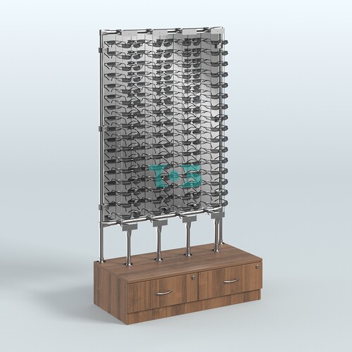 Пристенный стенд для продажи очков З/C-Зеркало №ПСДПО-ОД-Т28-Д24 (открытый доступ)