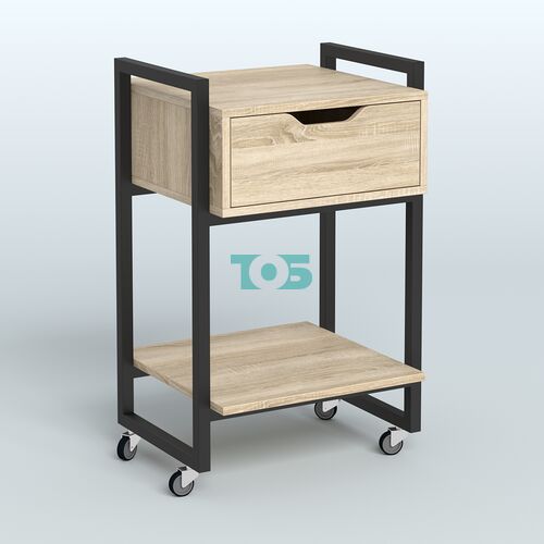 Тумба мобильная с ящиком и полкой Европа, цвет денвер светлый + белый