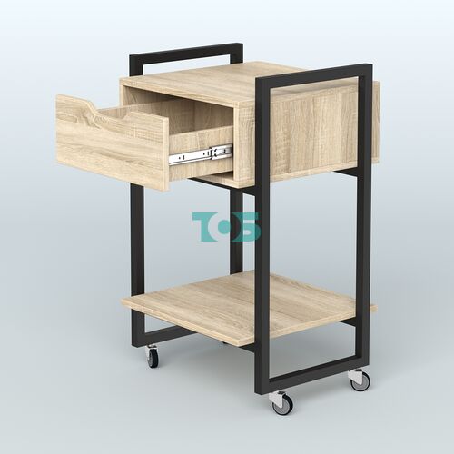 Тумба мобильная с ящиком и полкой Европа, цвет денвер светлый + белый