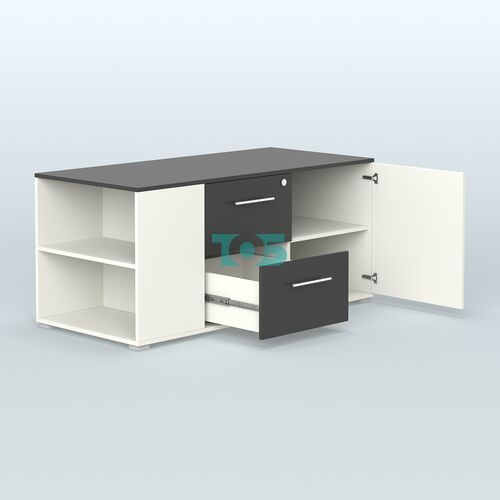 Тумба двусторонняя с отсеком и двумя открытыми полками Платинум Персонал