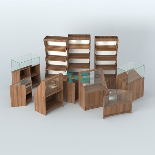 Пристенный павильон с прилавками из ДСП для продажи хлеба и выпечки №4