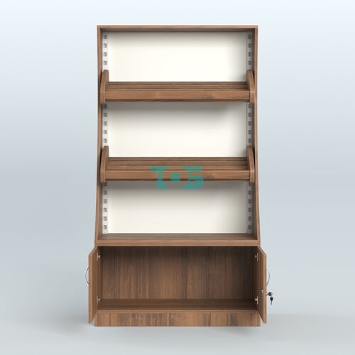 Стеллаж низкий пристенный с деревянными полками для хлебной лавки ХЛ-2