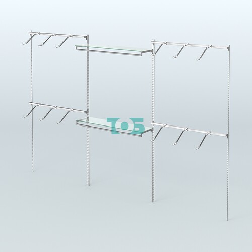 Neo Fix №2(С) с полками из стекла и пристенными поручнями (3600 мм)