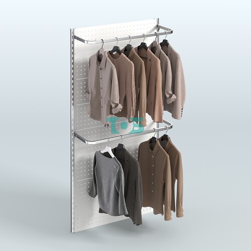 Настенная система для торговли одеждой METAL с задней стенкой и П-образными поручнями шириной 1000 мм №1