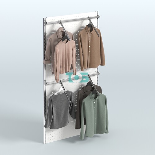 Настенная система для торговли одеждой METAL с задней стенкой и пристенными поручнями шириной 1000 мм №2