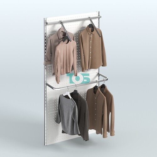 Настенная система для торговли одеждой METAL с задней стенкой и комби- нированными поручнями шириной 1000 мм №3