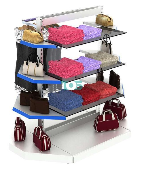 Островная система METAL-ЛОДОЧКА для одежды без задней стенки с П-образным поручнем и тонированными полками №6