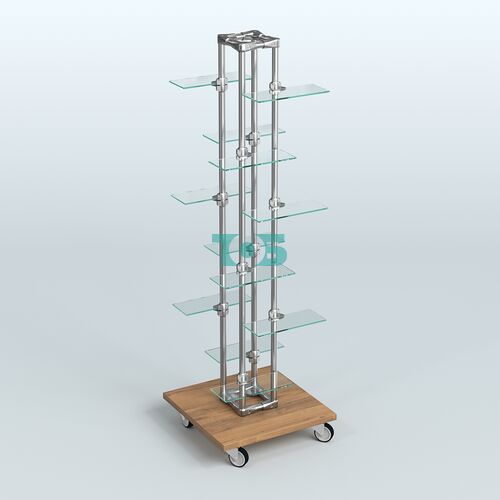 Торговый стенд для обуви с прозрачными полками ЛЕСЕНКА №1-2