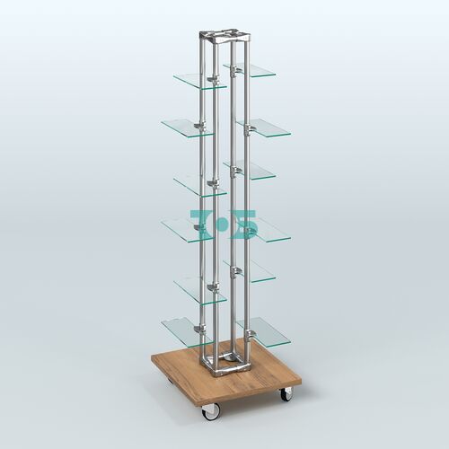 Торговый стенд для обуви с прозрачными полками ЛЕСЕНКА №1-2