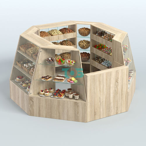 Торговый островок малый со стеклянными разделителями для продажи конфет и орехов на 39 ячеек №1-1 (4,94 кв.м)