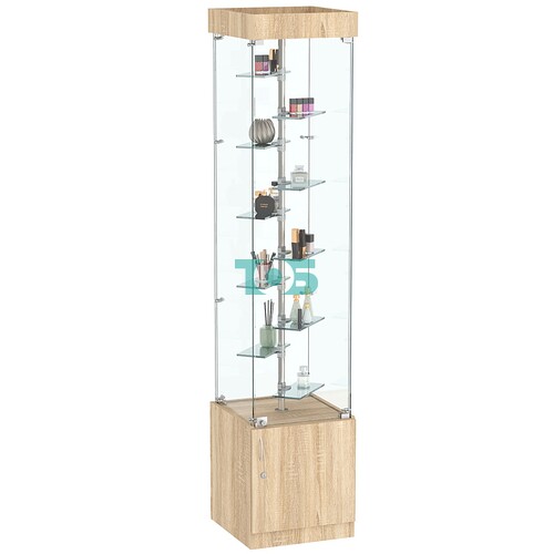 Стеклянная торговая витрина с десятью маленькими зеркальными полками Квант №2-2