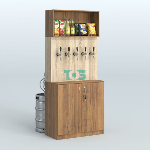 Специализи- рованный стеллаж с дверками из ДСП под врезные краны в магазин разливного пива и рыбы BEER&FISH-СПД-02