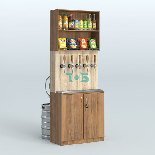 Высокий специализи- рованный стеллаж из ДСП под врезные краны с накопителем для магазина разливного пива и рыбы BEER&FISH-СПД-04