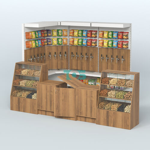 Комплект торговой мебели с металлическими стеллажами для магазина разливного пива и рыбы BEER&FISH-КТМП-М01