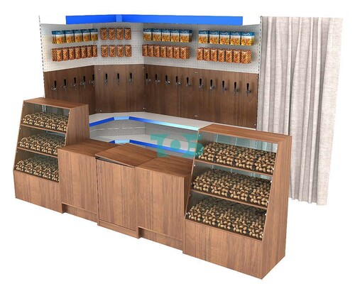 Комплект торговой мебели с металлическими стеллажами для магазина разливного пива и рыбы BEER&FISH-КТМП-М01