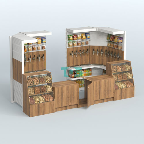 Комплект торговой мебели пристенный в магазин разливного пива и рыбы BEER&FISH-КТМП-М03