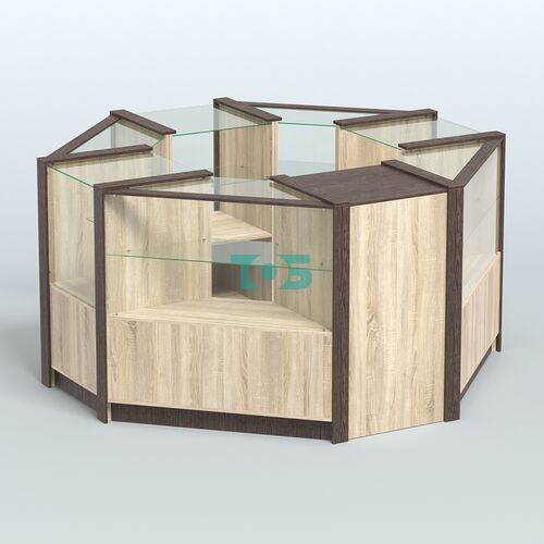 Торговый островок в стиле ЛОФТ с одним рядом прозрачных полок №2 (4,72 кв.м)