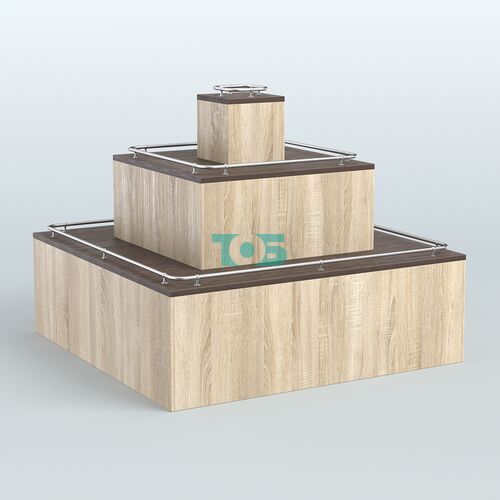 Островок-пирамида с хромирован- ными ограничителями для торговых центров №1-ХО