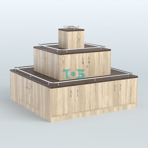 Островок-пирамида с ящиками и ограничителями полок для торговых центров №2-ХО