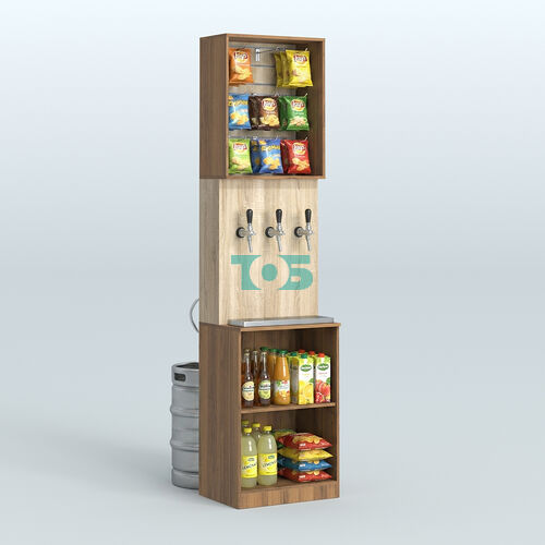 Специализи- рованный стеллаж из ДСП под врезные краны с высокой антресолью для продажи разливного пива и рыбы BEER&FISH-СПД-05