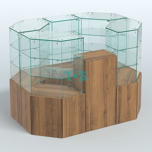 Стеклянный островок-павильон серии КОЛЬЦО шестигранный №4