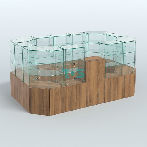 Стеклянный островок-павильон серии КОЛЬЦО прямоугольный №6