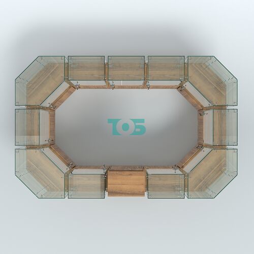 Стеклянный островок-павильон серии КОЛЬЦО прямоугольный №6