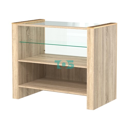 Недорогой прилавок с одной узкой полкой и декоративными молдингами №ПДМ-3-900