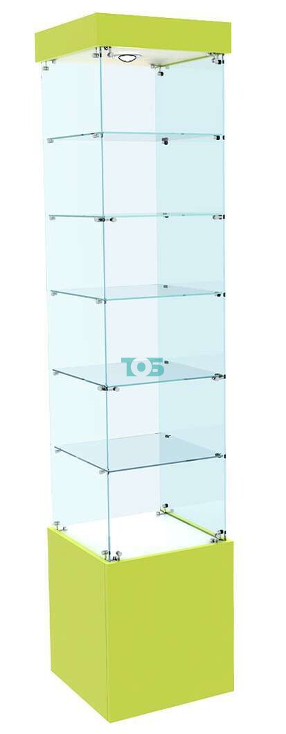 Стеклянная витрина с пятью прозрачными полками для аптеки первой линии ЛАЙМ-602