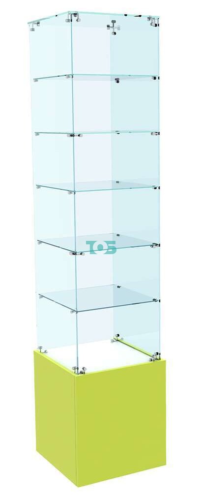 Стеклянная витрина с крепежами для аптеки первой линии ЛАЙМ-606