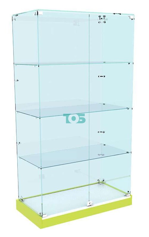 Стеклянная прямоугольная витрина в центр зала для аптеки ЛАЙМ-ХП-05