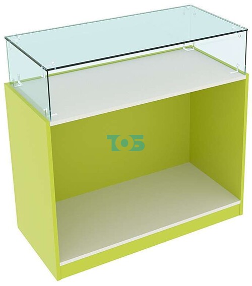 Стеклянный прилавок с каркасом из ДСП для аптеки ЛАЙМ-СПИ-14