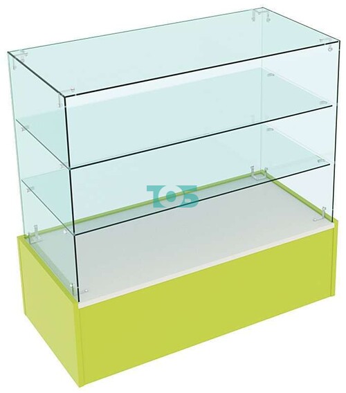 Стеклянный прилавок с двумя прозрачными полками для аптеки ЛАЙМ-СПИ-22