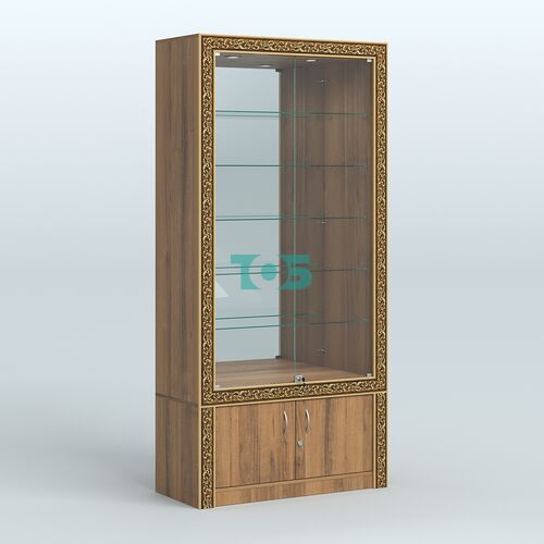 Витрина с декором и замками  из хрома №ВБА-503