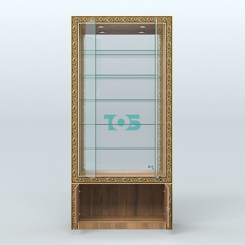 Витрина с декором и замками  из хрома №ВБА-503