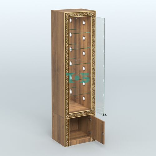 Витрина с декором и стеклянными полками №ВБА-504С