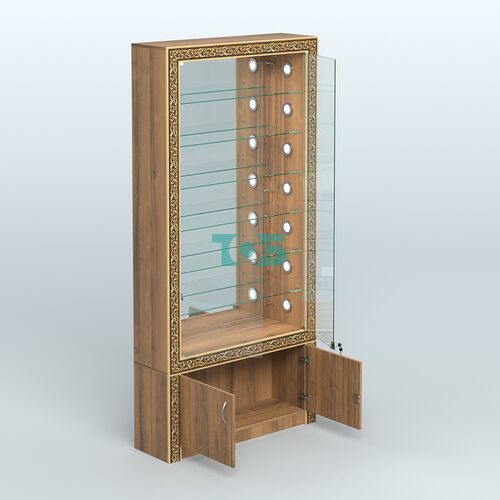 Витрина с декором и зеркальной задней стенкой №ВБА-32С