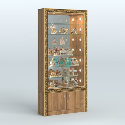 Витрина с декором и зеркальной задней стенкой №ВБА-32С