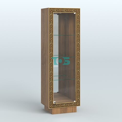 Низкая витрина с декором и тремя прозрачными полками НБА-3