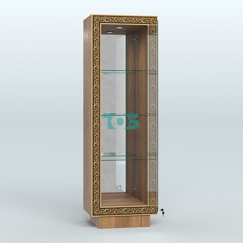 Низкая витрина с декором и тремя прозрачными полками НБА-3