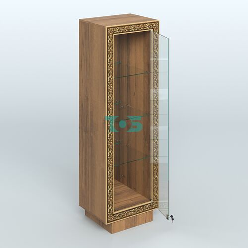 Низкая витрина с декором и тремя прозрачными полками НБА-3