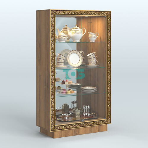 Низкая зеркальная витрина с декором НБА-7